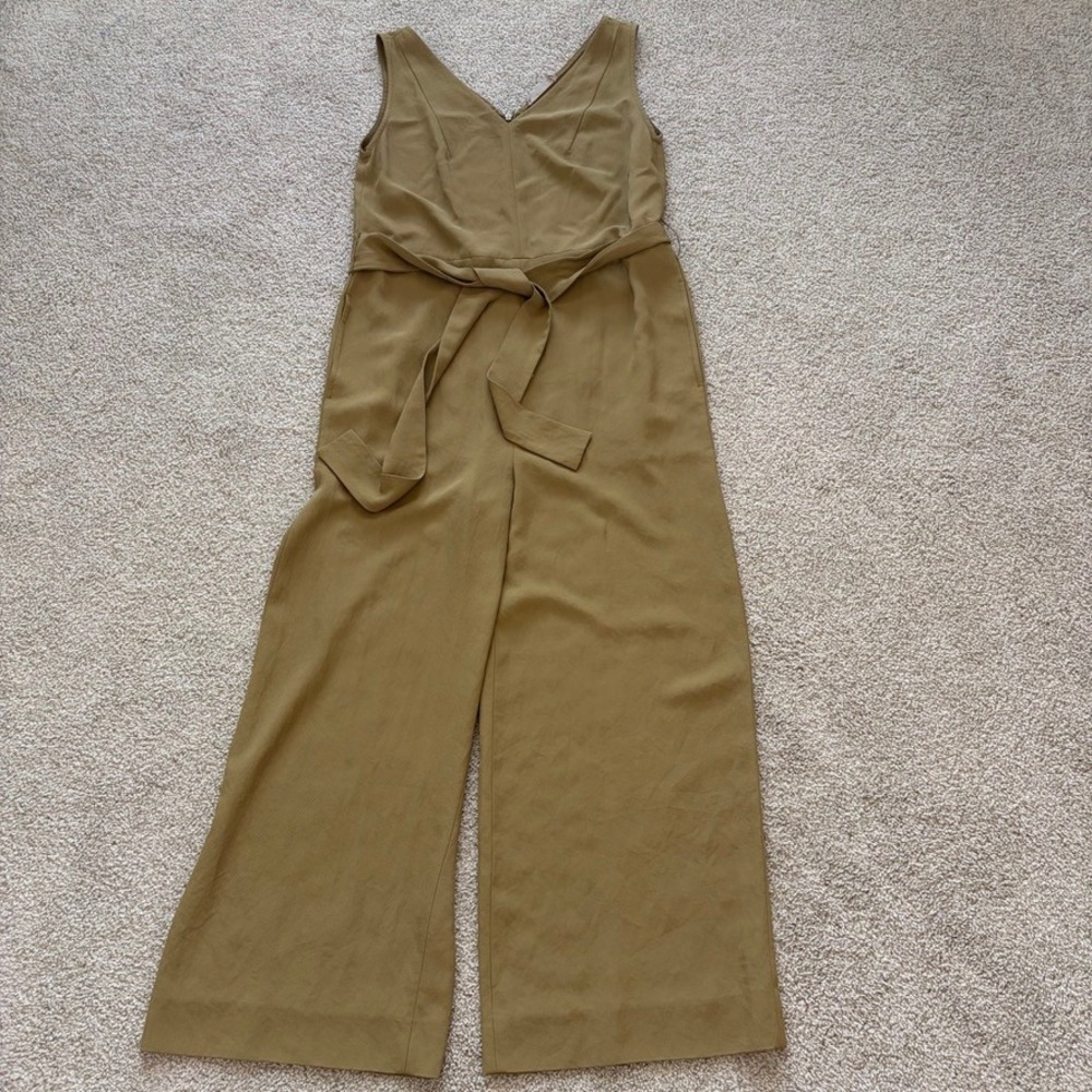 Everlane Japanese GoWeave Jumpsuit Womens 2 Olive Green Wide Leg MInimalist